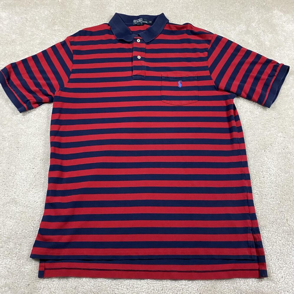 Polo Ralph Lauren Polo Shirt Mens XLT Tall Striped Classic Pony Pocket Pique